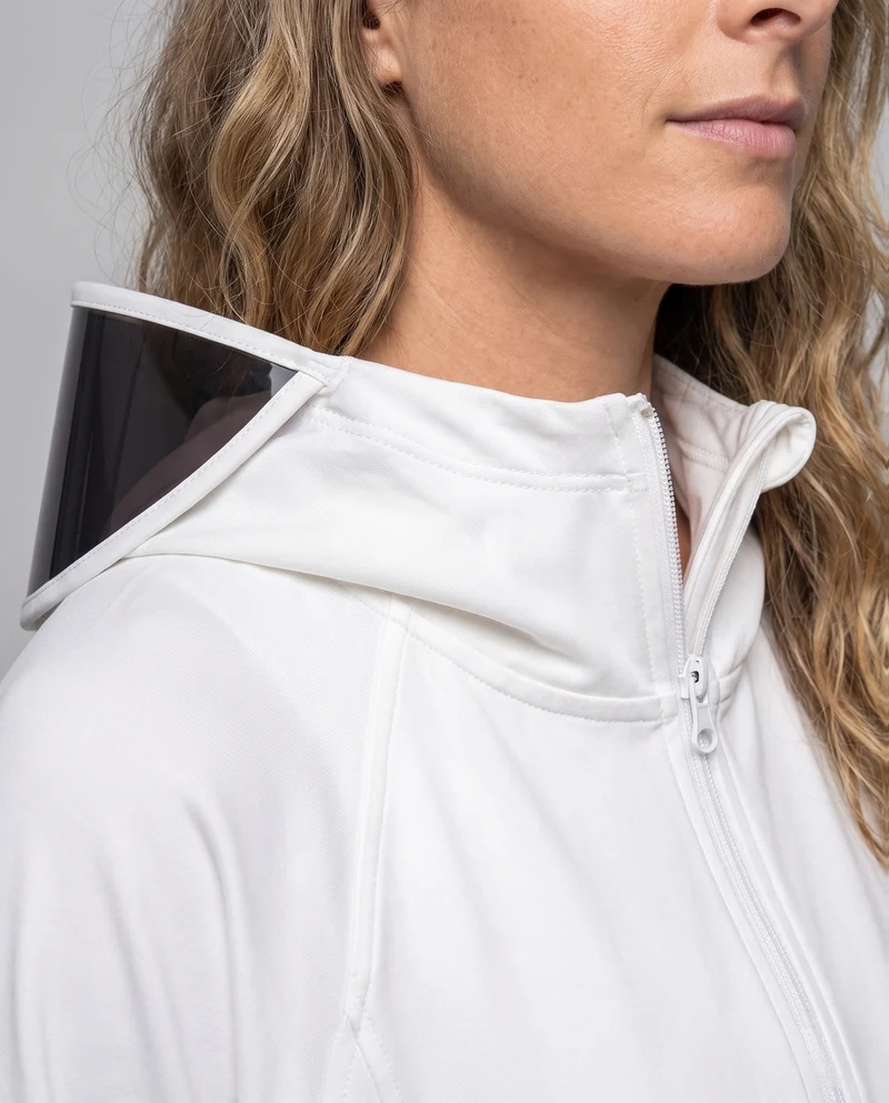 Damen UV-Schutz Kapuzenbluse mit erweiterbarem Gesichtsvisier