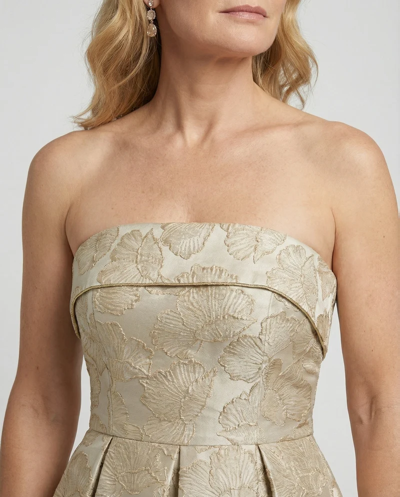 Damen Schulterfreies Jacquard-Cocktailkleid mit Korsage