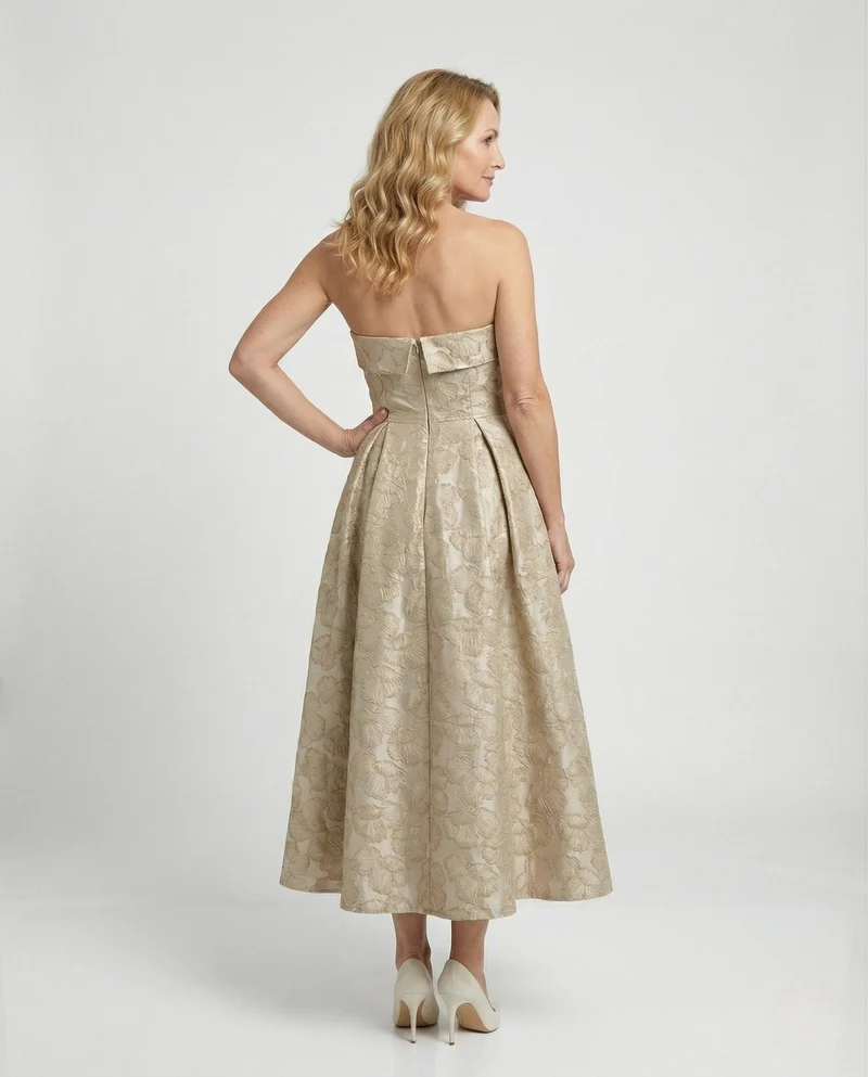 Damen Schulterfreies Jacquard-Cocktailkleid mit Korsage