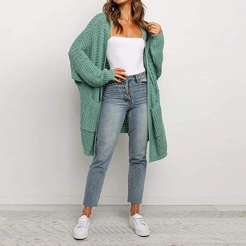Damen Grobstrickjacke mit tiefen Taschen und lässiger Passform