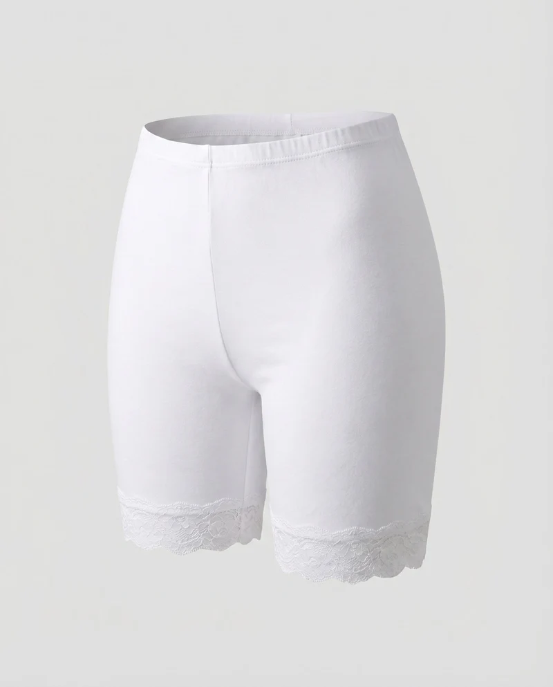 Damen Praktische Spitzensaum Mikrofaser Unterrockshorts