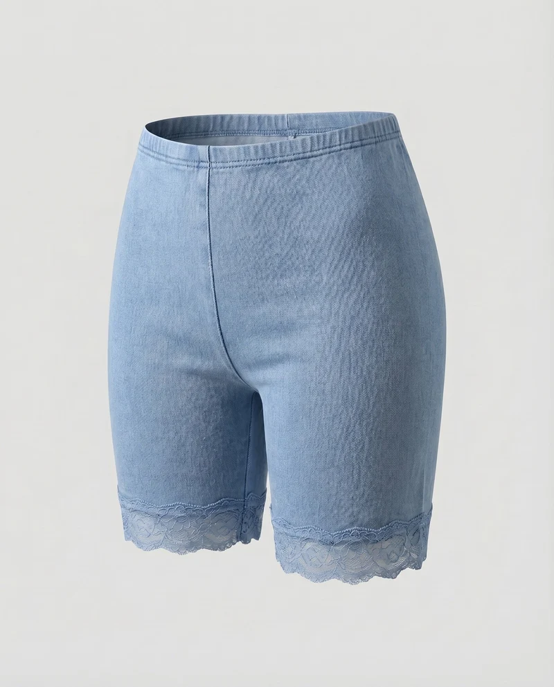 Damen Praktische Spitzensaum Mikrofaser Unterrockshorts