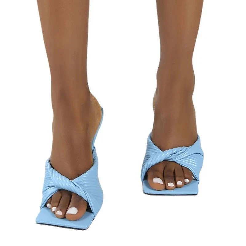 Damen elegante Mules mit raffiniertem Rippendesign und hochhackigem Absatz