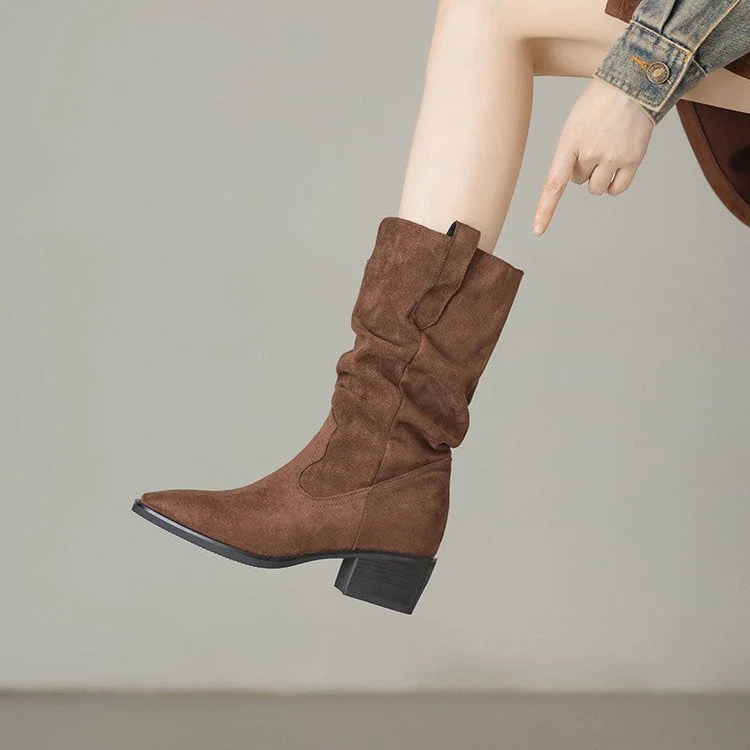 Damen Rauleder Stiefeletten mit lässigem Falten-Design Nord Taschen