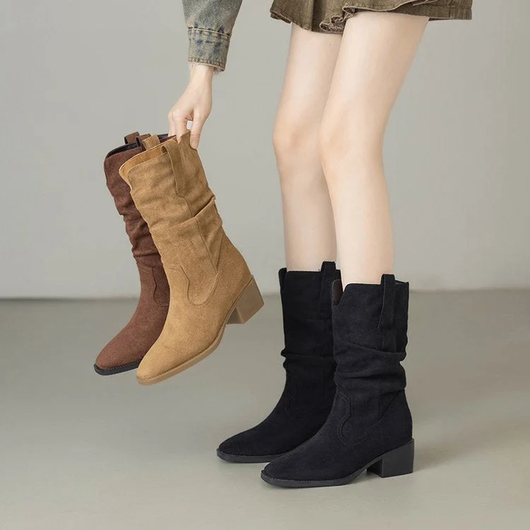 Damen Rauleder Stiefeletten mit lässigem Falten-Design Nord Taschen