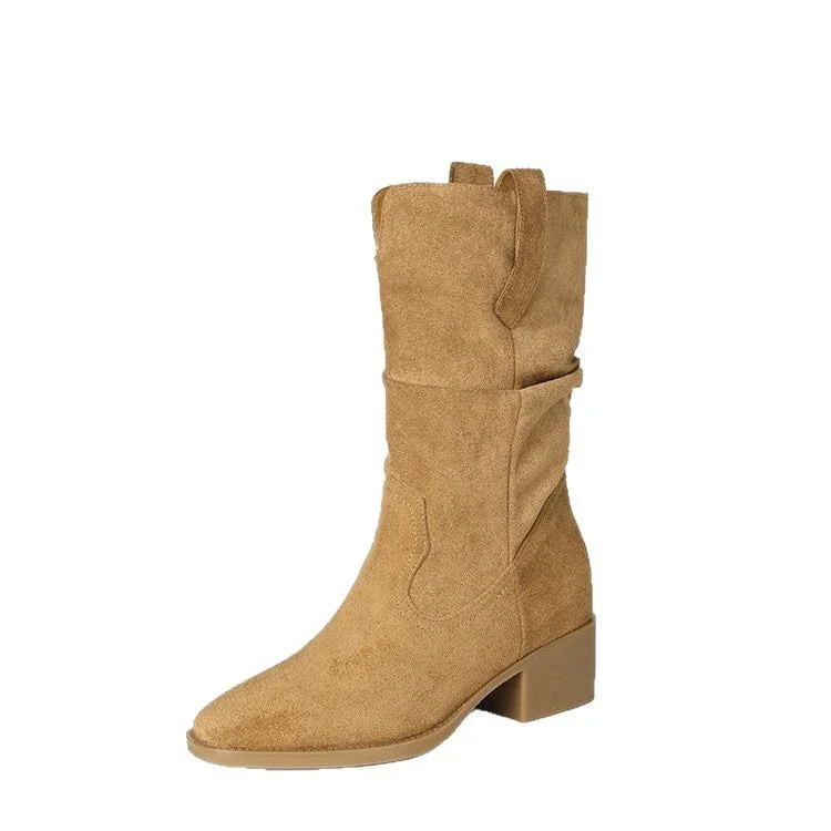 Damen Rauleder Stiefeletten mit lässigem Falten-Design Nord Taschen