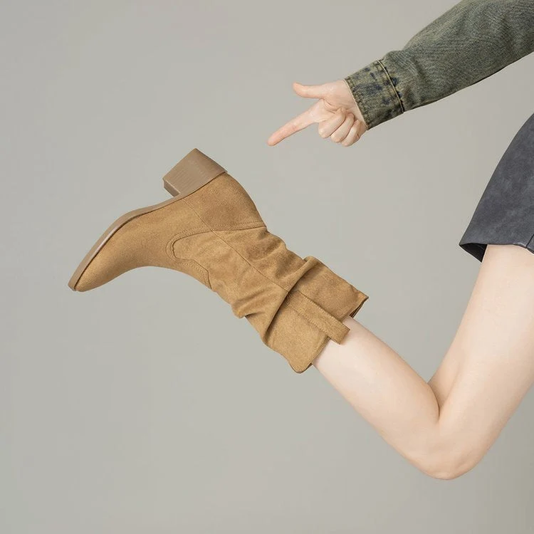 Damen Rauleder Stiefeletten mit lässigem Falten-Design Nord Taschen