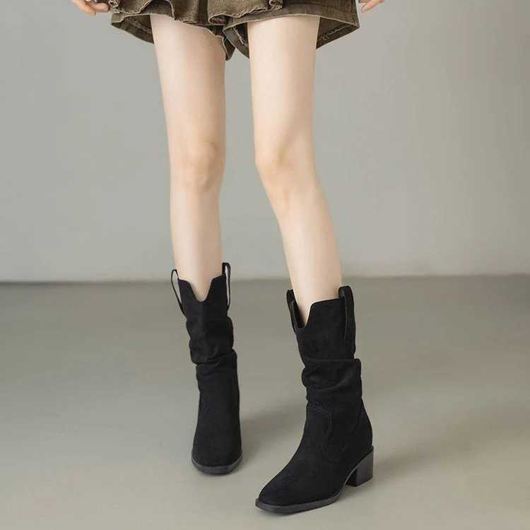 Damen Rauleder Stiefeletten mit lässigem Falten-Design Nord Taschen