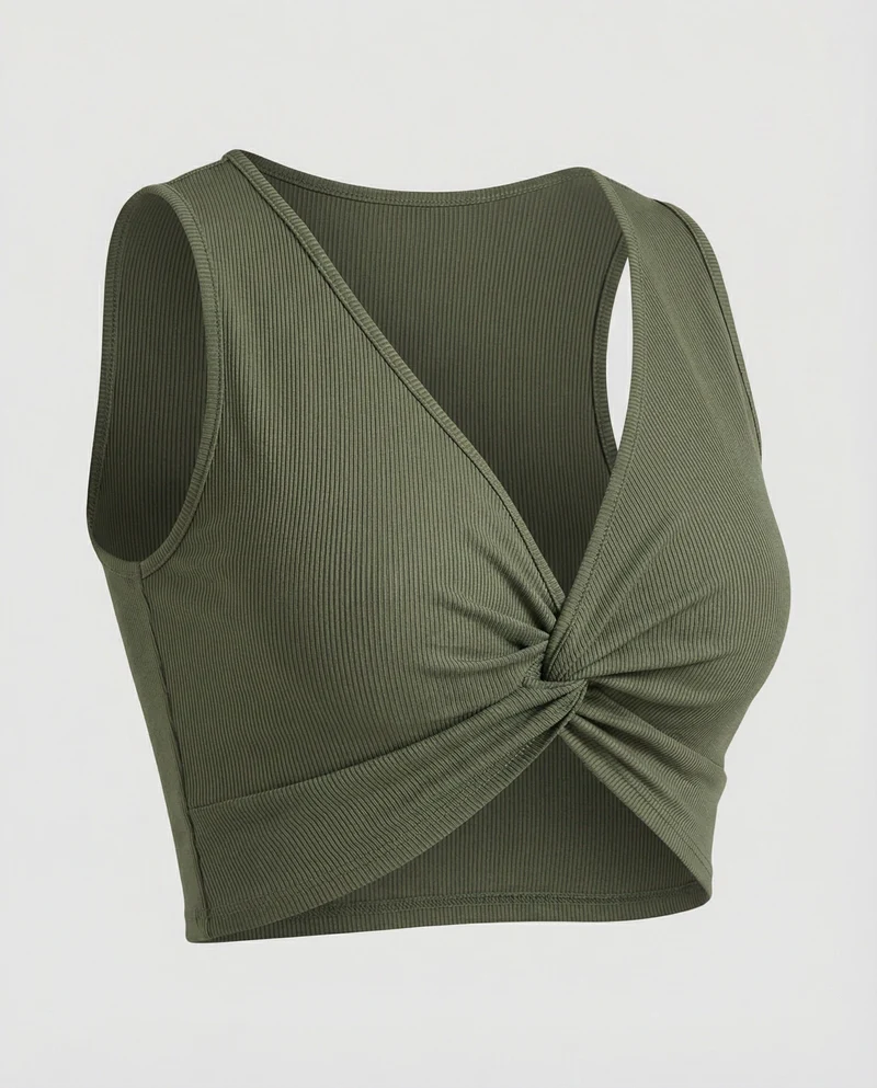 Damen Crop-Top mit elegantem Knoten und tiefem V-Ausschnitt