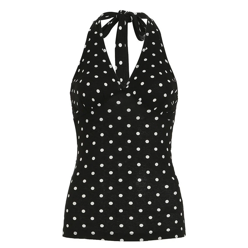 Damen Halterneck Top mit Polka Dots