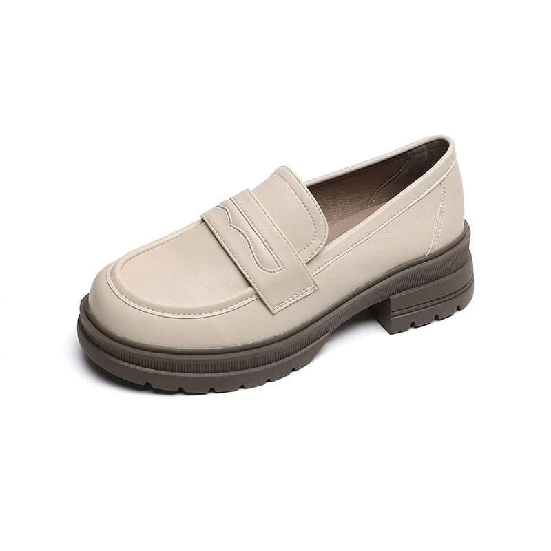 Damen Mokassin-Schuhe mit robustem Plateau und eleganter Schnalle