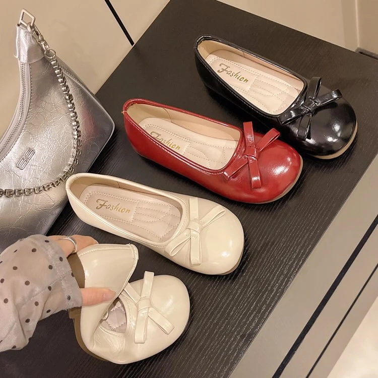 Damen elegante Ballerinas mit zierlichem Schleifenakzent