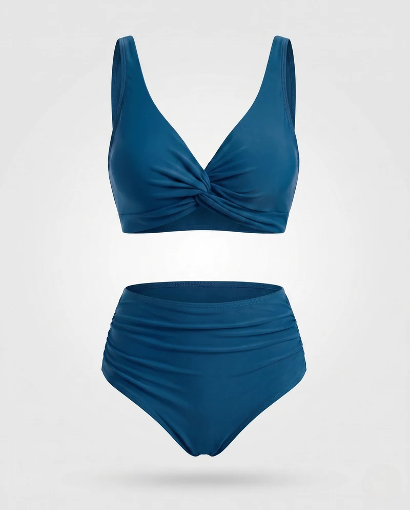 Damen Hochtailliertes Bikini-Set mit Wickel-Oberteil