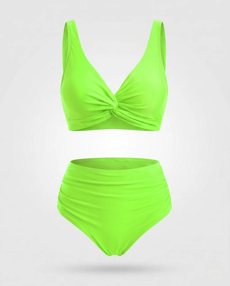 Damen Hochtailliertes Bikini-Set mit Wickel-Oberteil