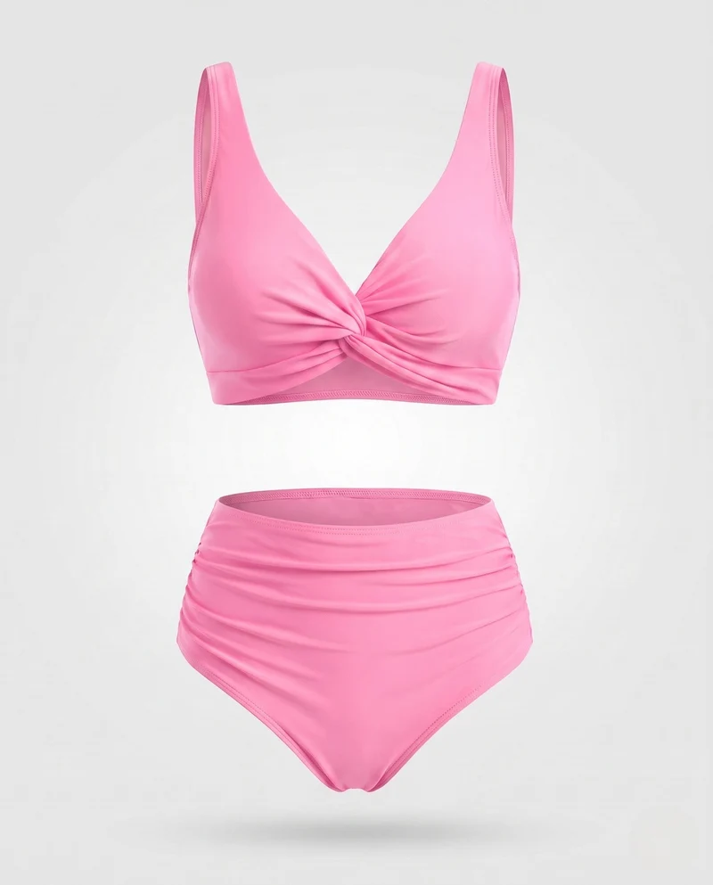 Damen Hochtailliertes Bikini-Set mit Wickel-Oberteil