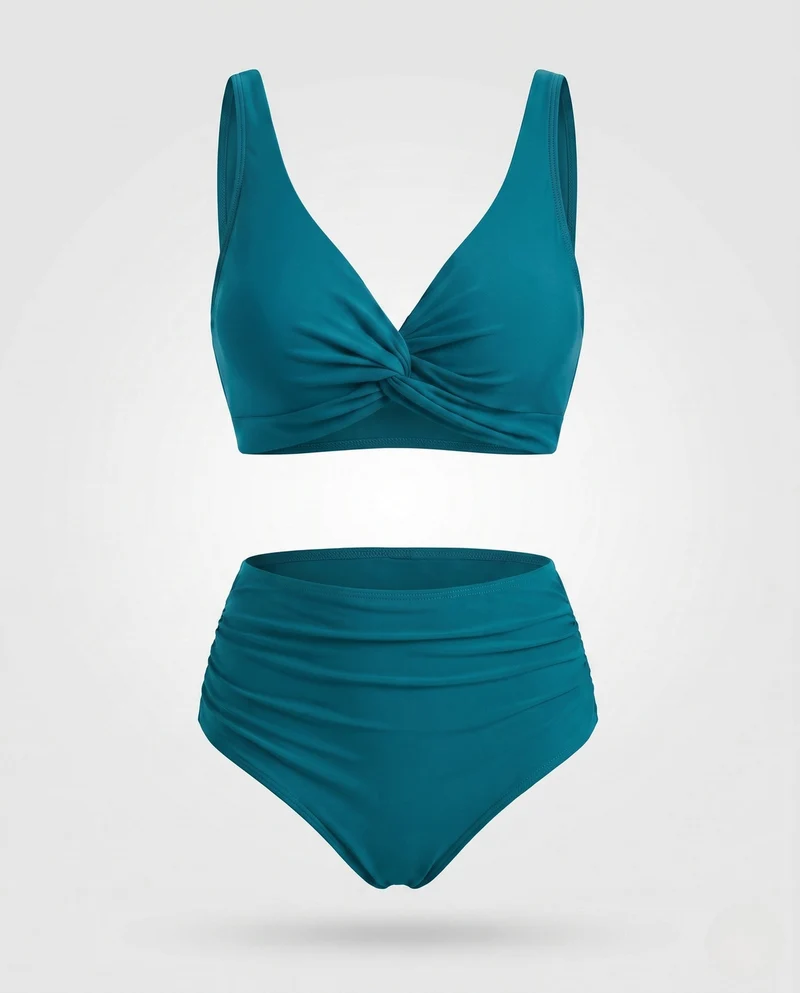 Damen Hochtailliertes Bikini-Set mit Wickel-Oberteil