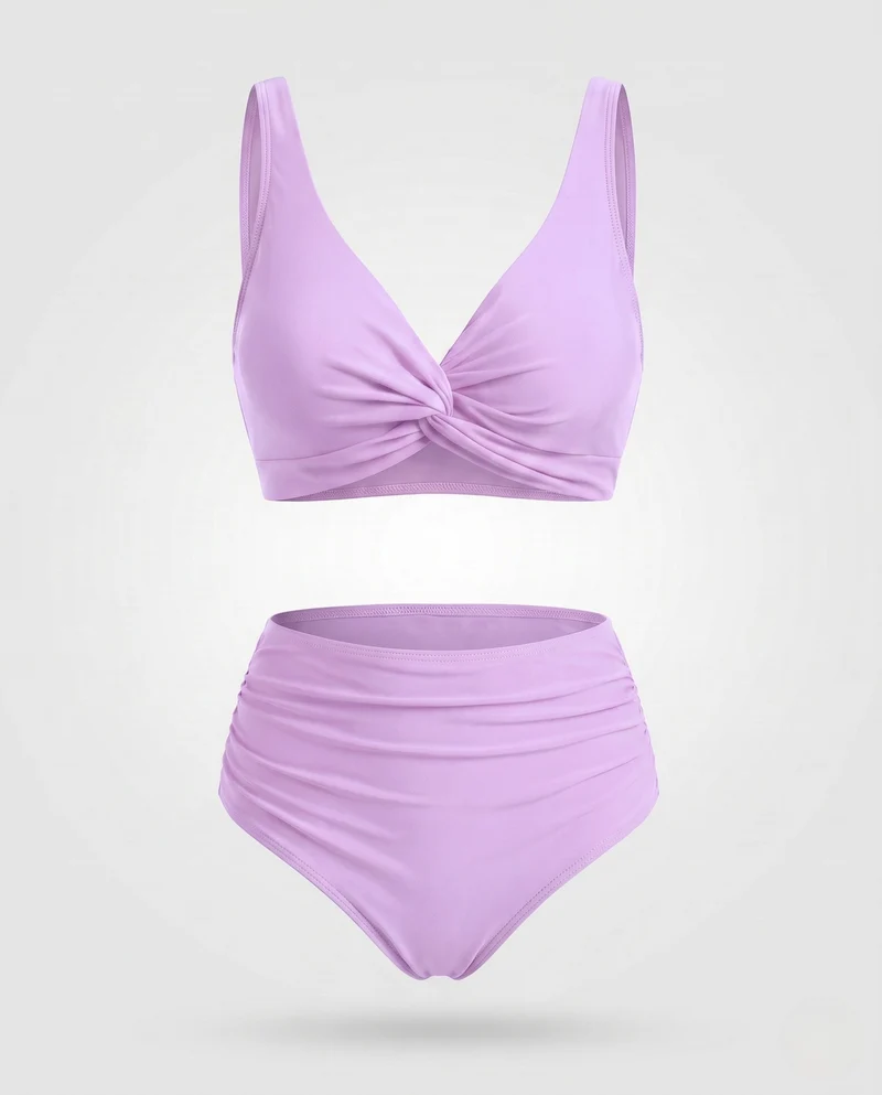 Damen Hochtailliertes Bikini-Set mit Wickel-Oberteil