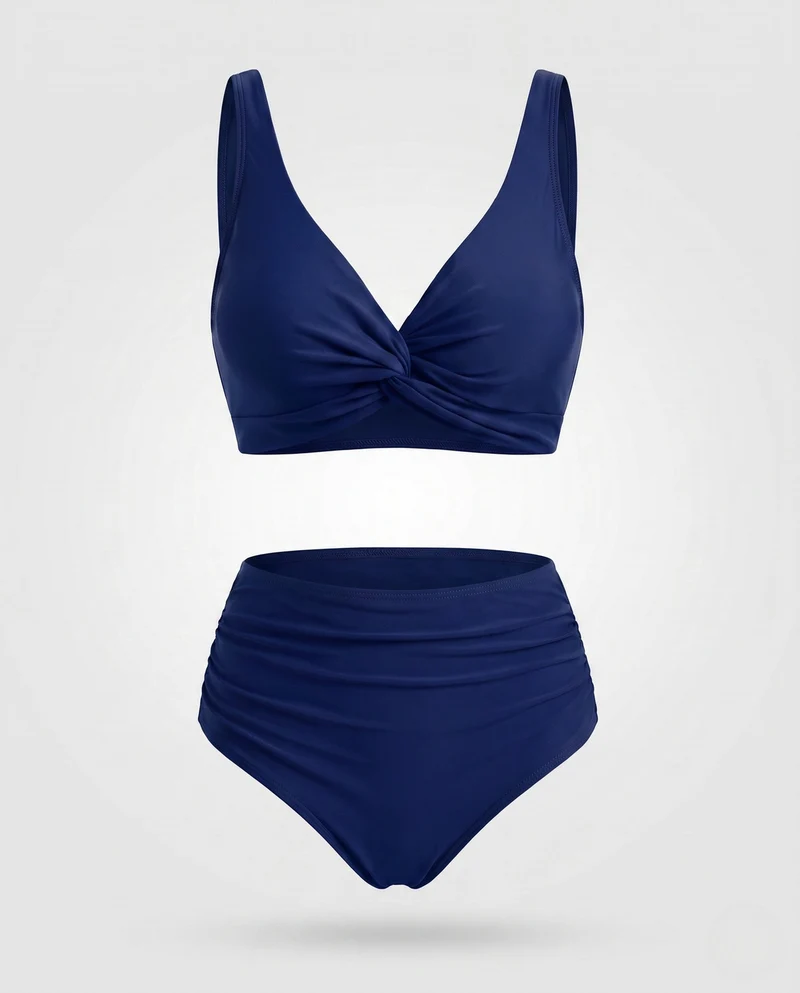 Damen Hochtailliertes Bikini-Set mit Wickel-Oberteil
