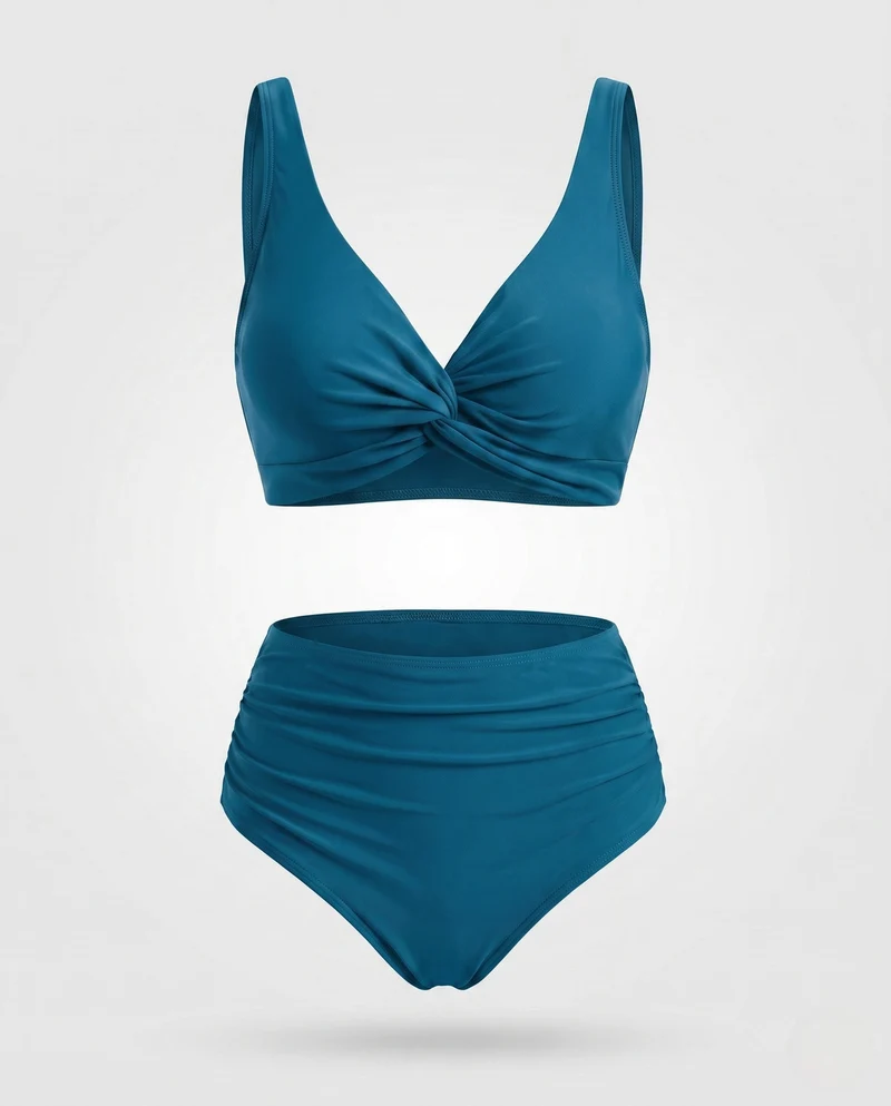 Damen Hochtailliertes Bikini-Set mit Wickel-Oberteil