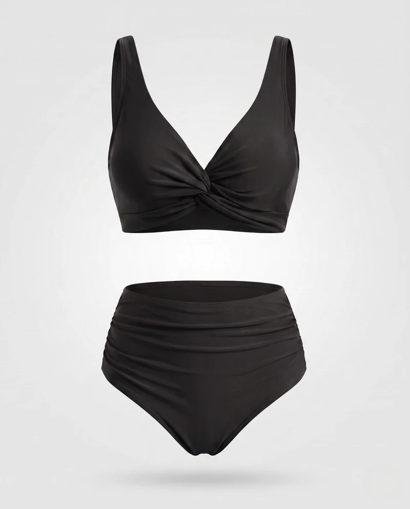 Damen Hochtailliertes Bikini-Set mit Wickel-Oberteil