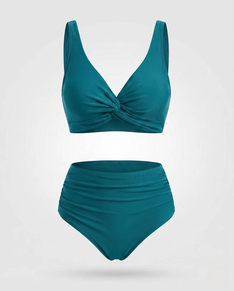 Damen Hochtailliertes Bikini-Set mit Wickel-Oberteil
