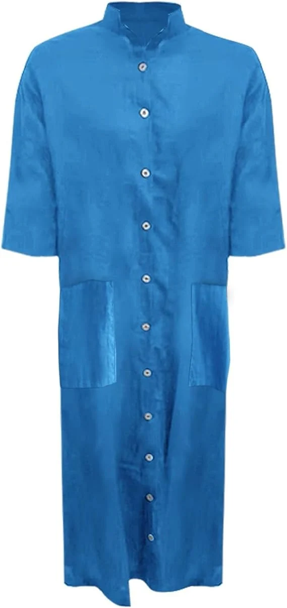 Lockeres Langes Kleid mit Langen Ärmeln und Seitentaschen Kleid