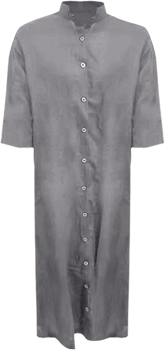 Lockeres Langes Kleid mit Langen Ärmeln und Seitentaschen Kleid