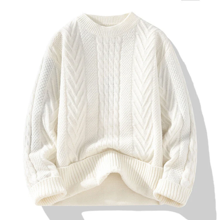 Herren Grobstrickpullover mit Zopfmuster und lässigem Schnitt