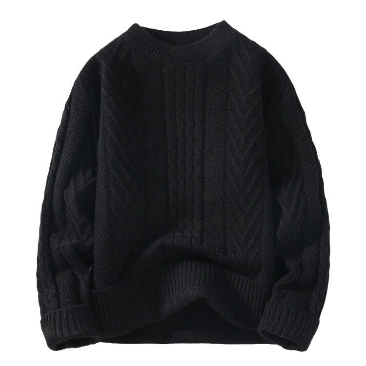 Herren Grobstrickpullover mit Zopfmuster und lässigem Schnitt