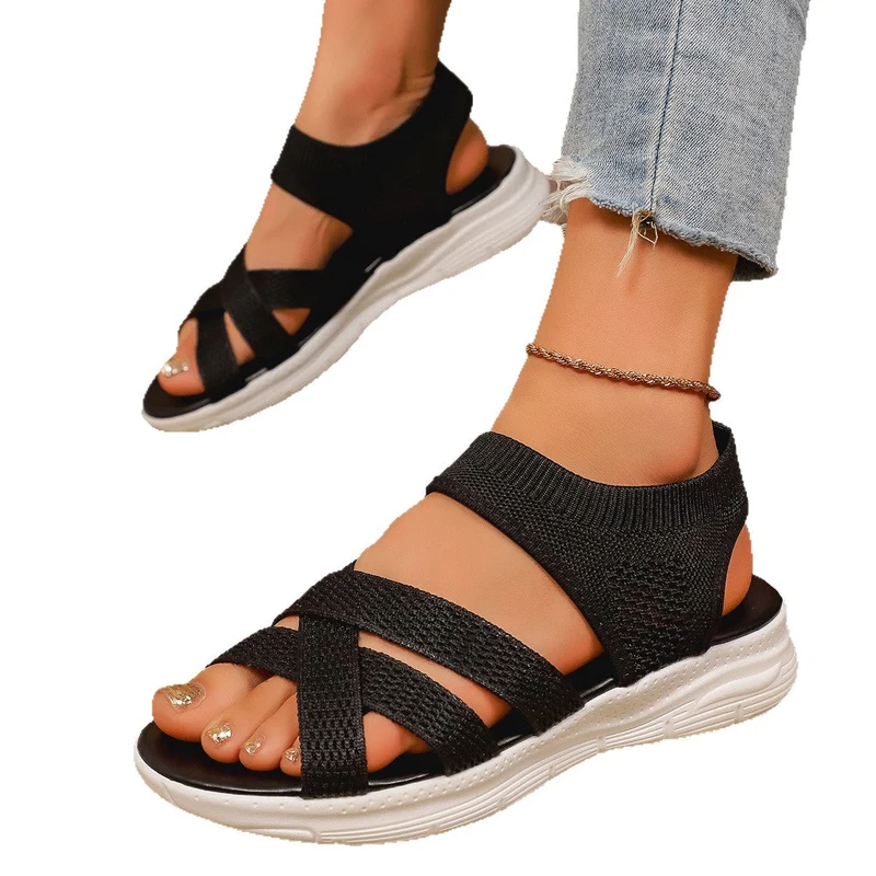 Damen Sportliche Freizeitsandalen mit atmungsaktiver Strickoberfläche