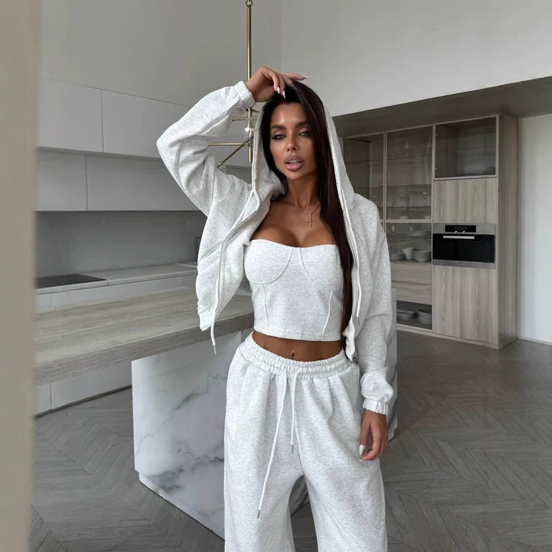 Damen lässiges Freizeitoberteil und bequeme Hose im Set