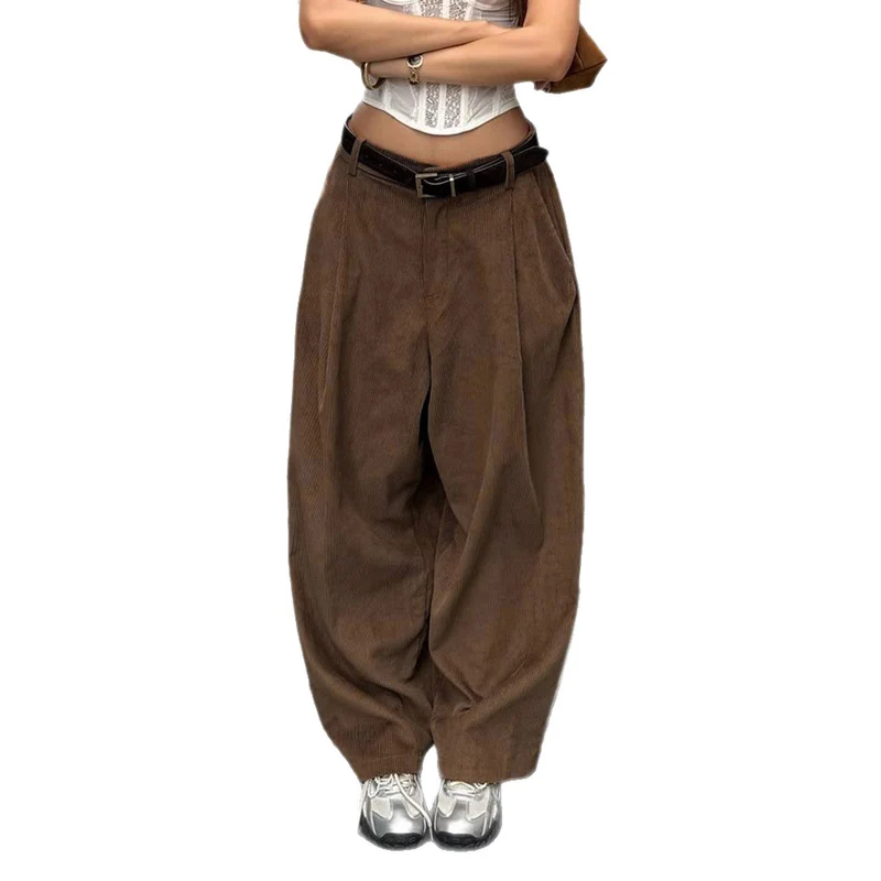 Damen weite Cordhose mit Falten