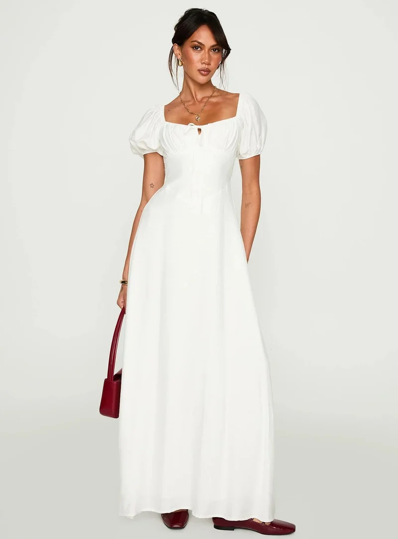 Damen Maxikleid mit Puffärmeln und elegantem Ausschnitt Nord Taschen
