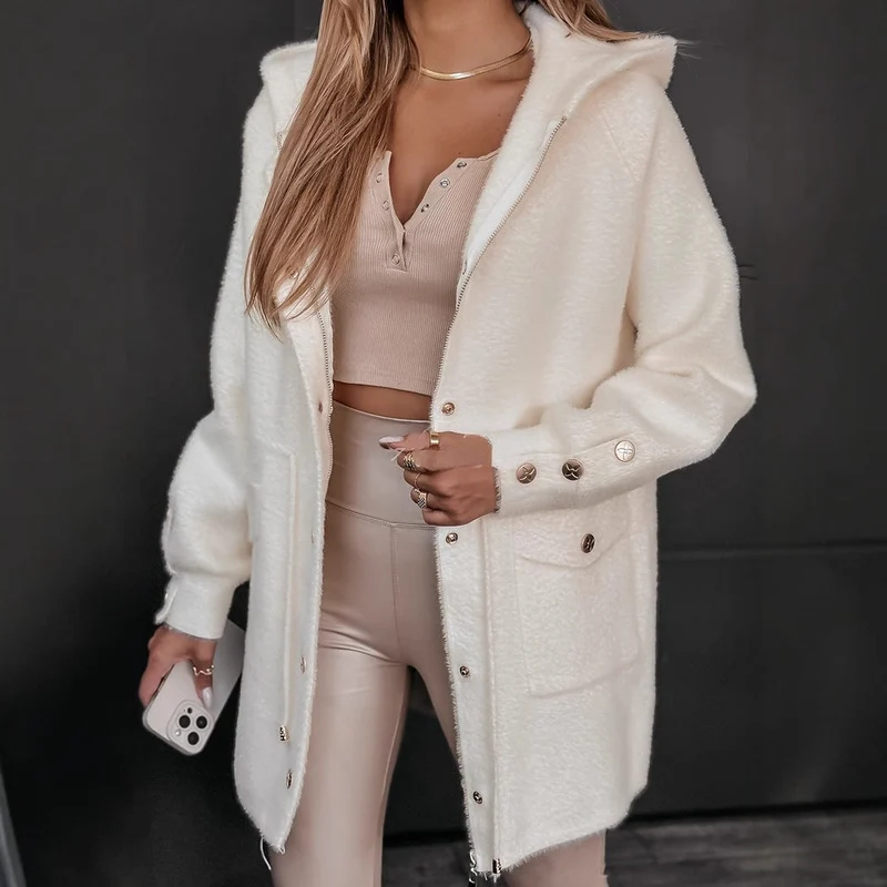 Damen Kuschelige Sherpa-Jacke mit praktischen Taschen