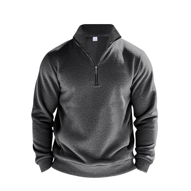 Herren Sweatpullover mit halbem Reißverschluss und atmungsaktiver Struktur