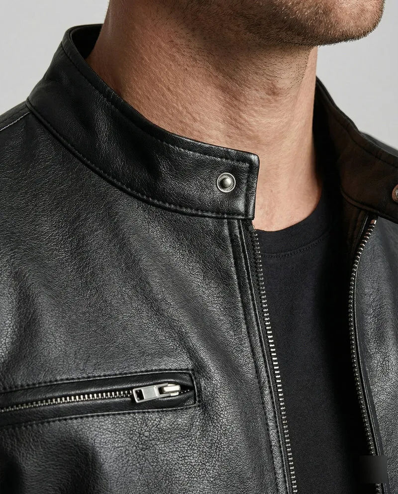 Herren Elegante Kunstlederjacke mit Steppdetails