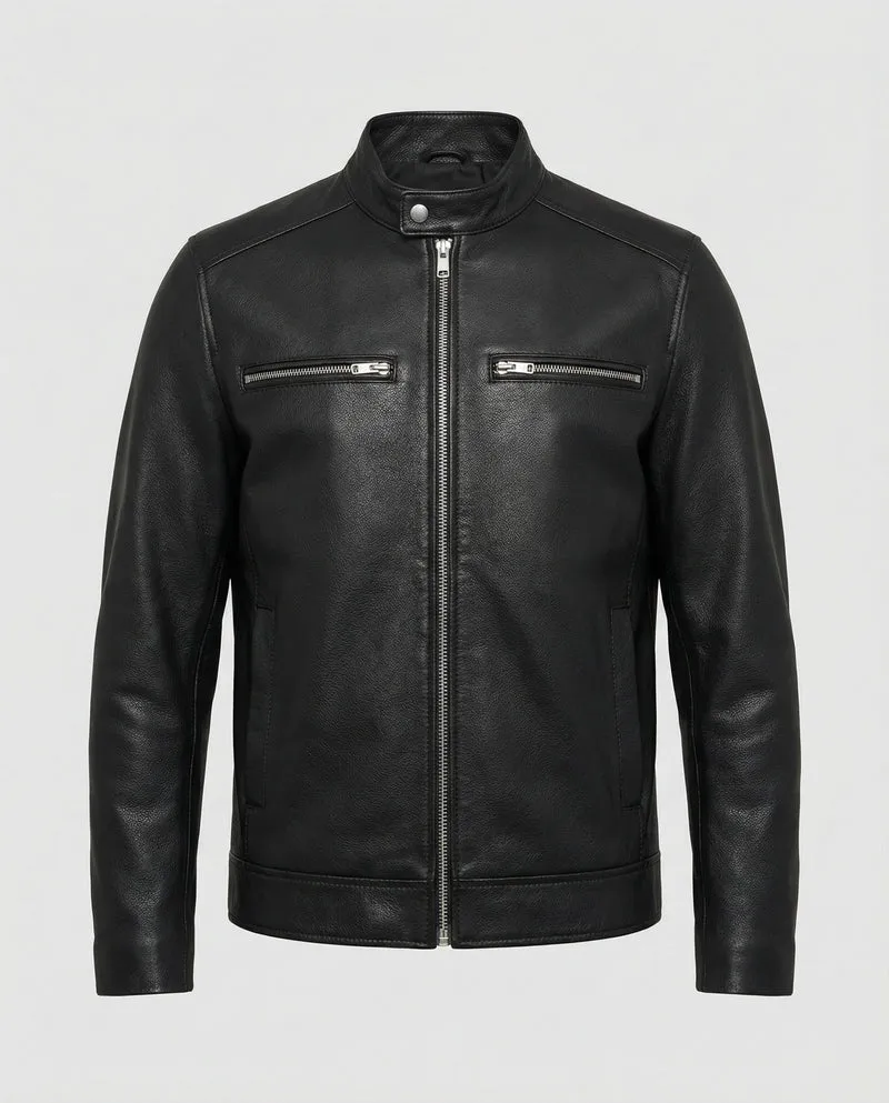 Herren Elegante Kunstlederjacke mit Steppdetails