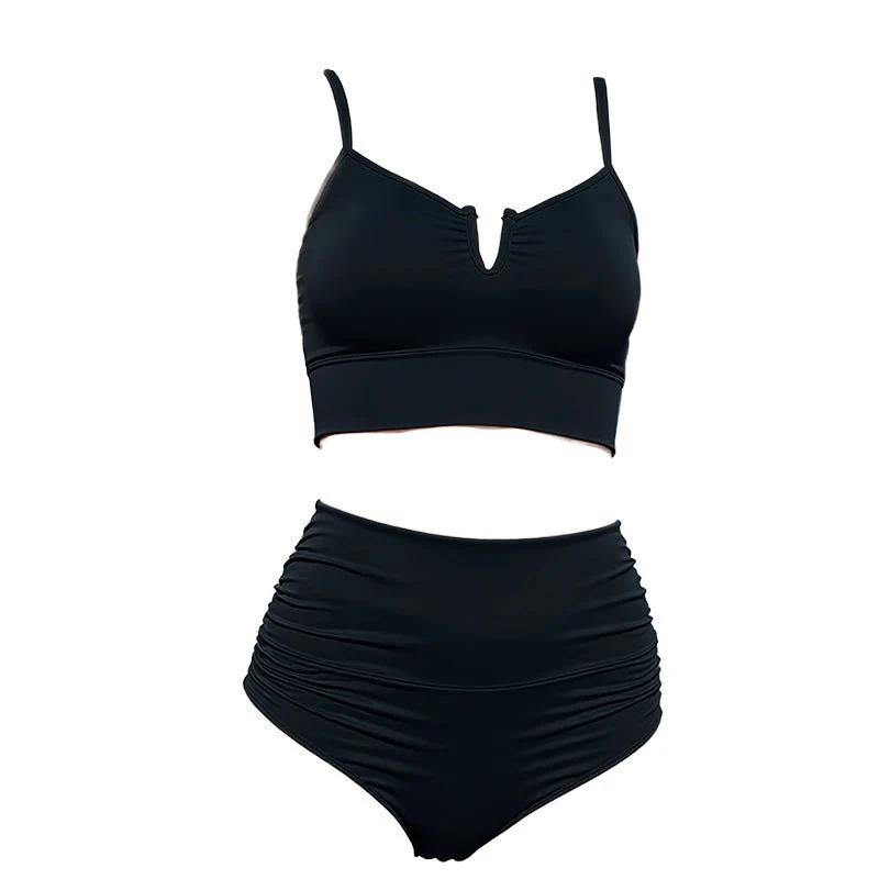 Damen Hochgeschnittener Bikini mit raffiniertem Oberteil und elastischem Bund
