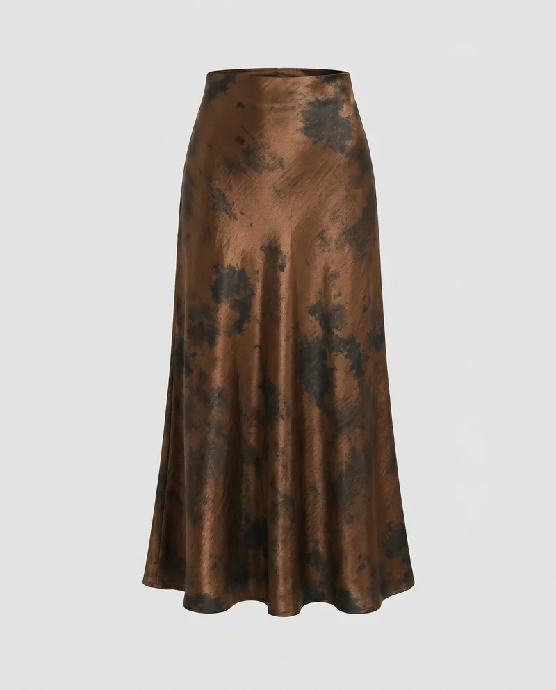 Damen Maxirock mit elegantem A-Linien Schnitt und luxuriöser Satin-Oberfläche