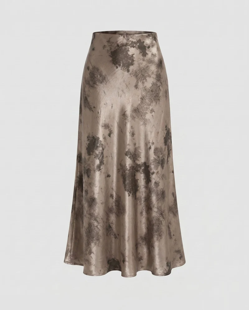 Damen Maxirock mit elegantem A-Linien Schnitt und luxuriöser Satin-Oberfläche
