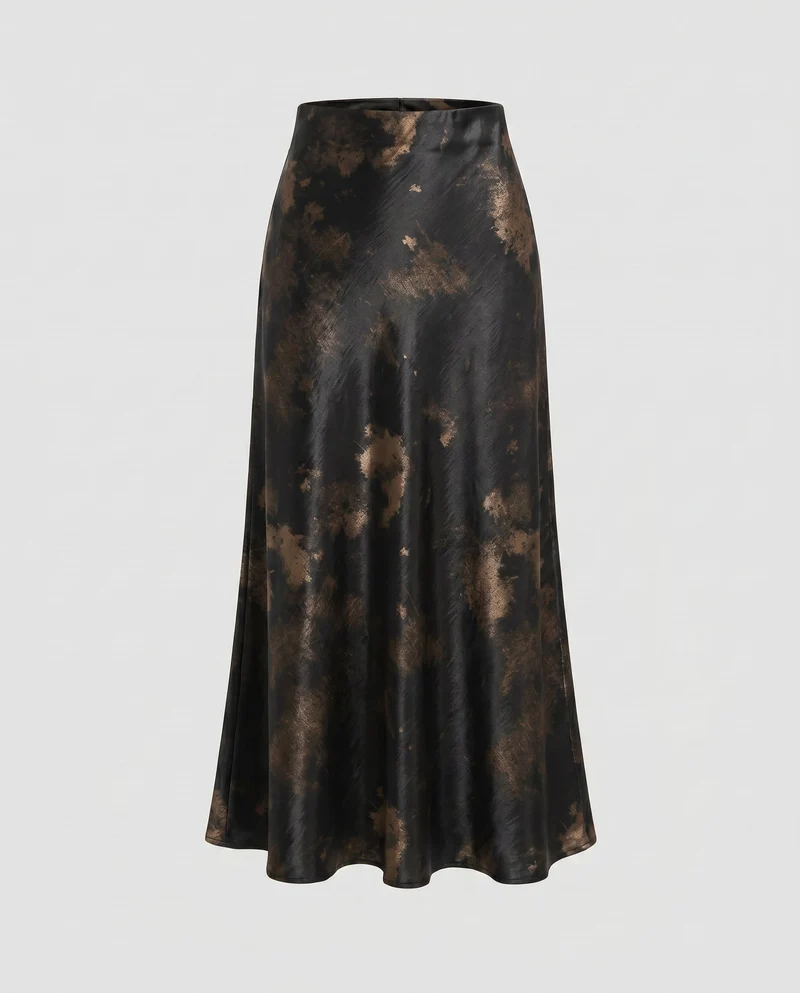 Damen Maxirock mit elegantem A-Linien Schnitt und luxuriöser Satin-Oberfläche