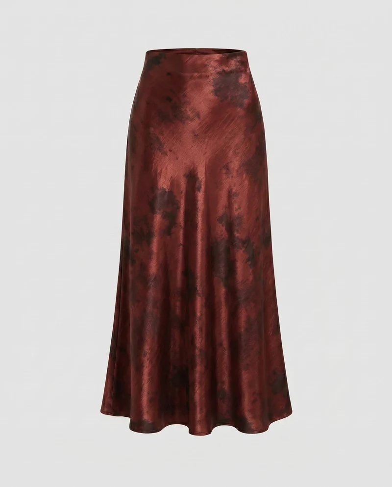 Damen Maxirock mit elegantem A-Linien Schnitt und luxuriöser Satin-Oberfläche