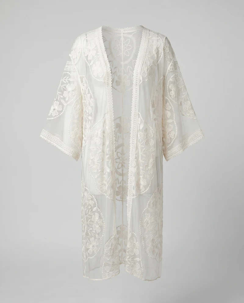 Damen feiner Spitzenkimono mit floralen Motiven Nord Taschen