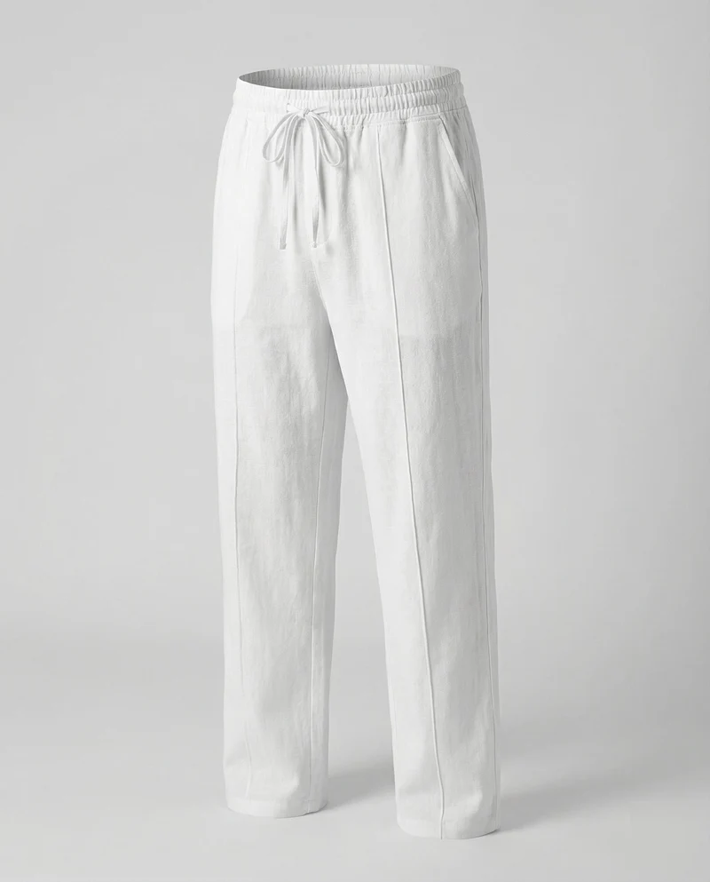 Herren nan atmungsaktive Leinen-Relaxhose mit elastischem Kordelzugbund und weitem Bein Nord Taschen