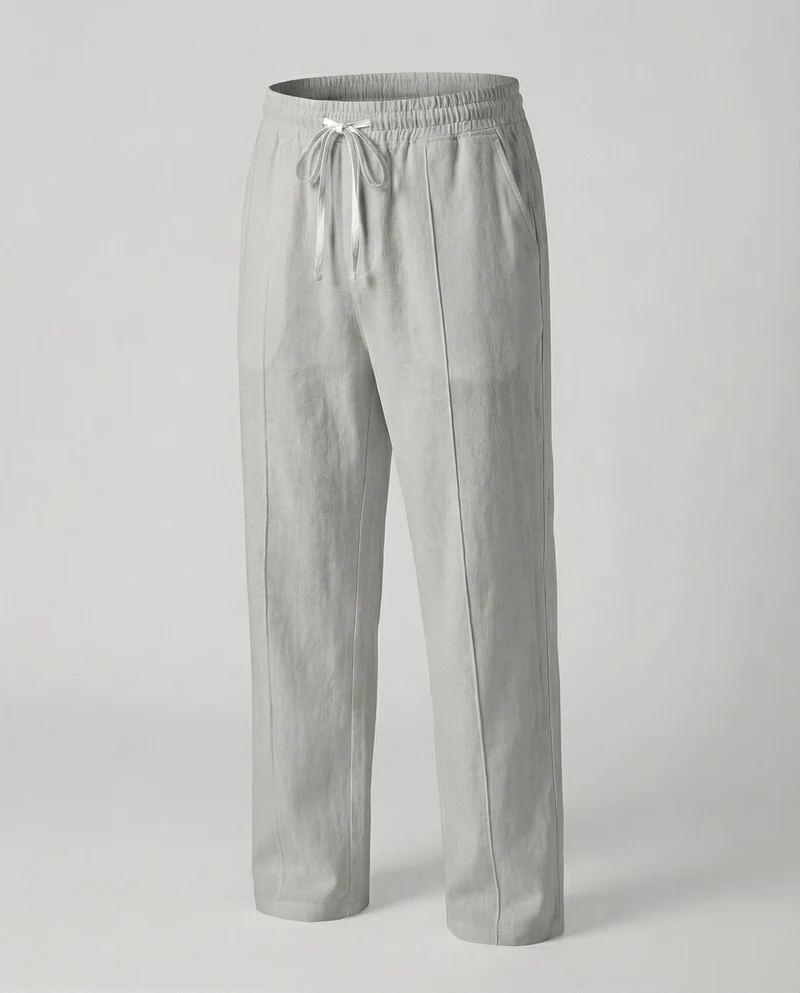 Herren nan atmungsaktive Leinen-Relaxhose mit elastischem Kordelzugbund und weitem Bein Nord Taschen