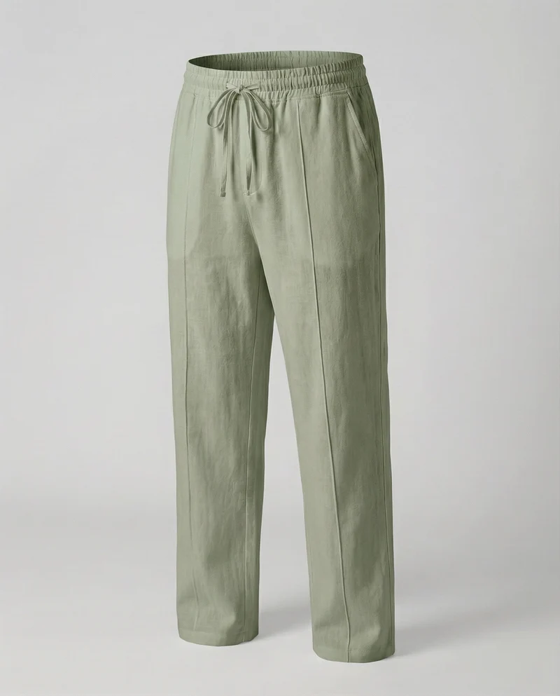 Herren nan atmungsaktive Leinen-Relaxhose mit elastischem Kordelzugbund und weitem Bein Nord Taschen