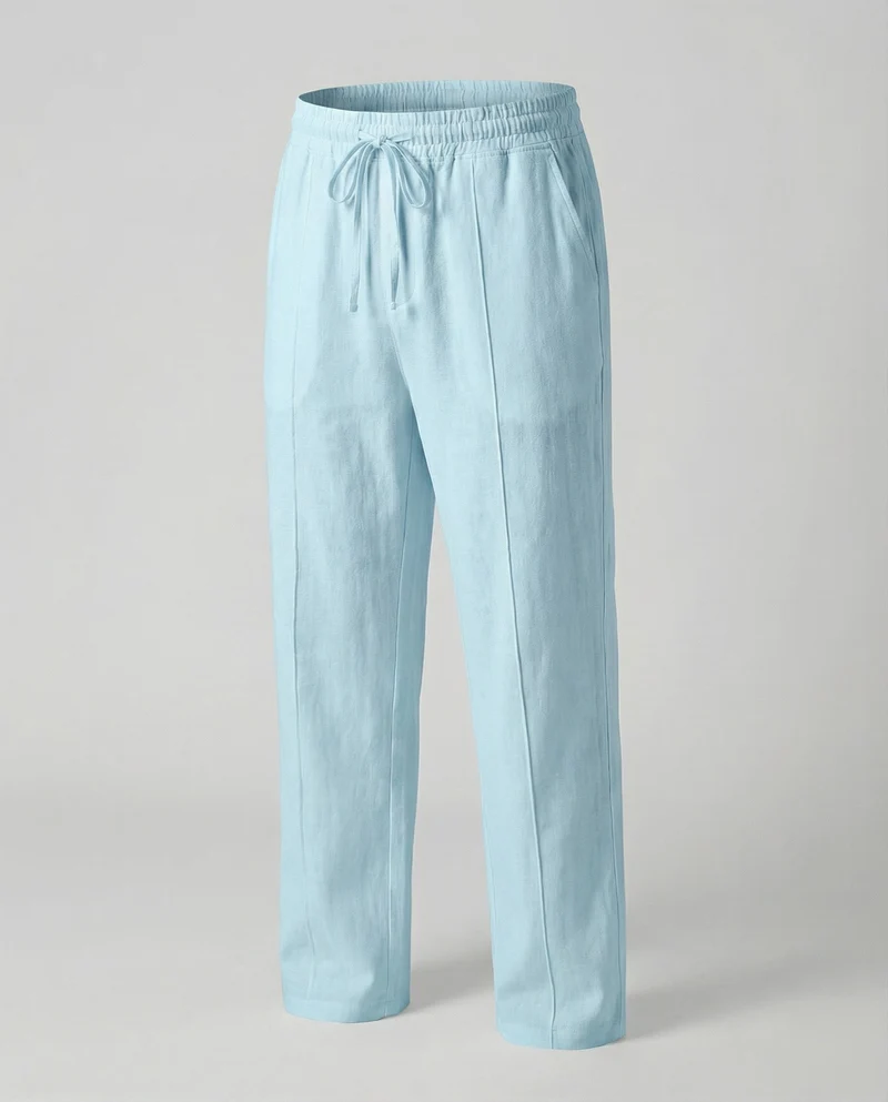 Herren nan atmungsaktive Leinen-Relaxhose mit elastischem Kordelzugbund und weitem Bein Nord Taschen