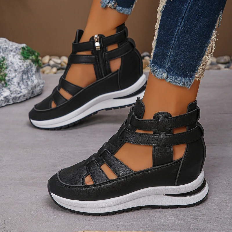 Damen Wedge-Sneaker mit verstellbaren Riemen und atmungsaktiver Sohle