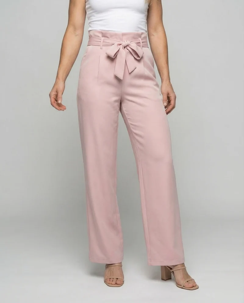 Damen Hose High Waist Bindegürtel