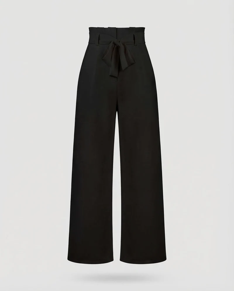 Damen Hose High Waist Bindegürtel